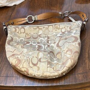 Coach Tan and Cream Shoulder Bag